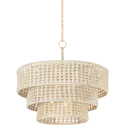 Hudson Valley Lighting Yorkhill 6 Light 32 inch Vintage Gold Leaf Pendant Ceiling Light