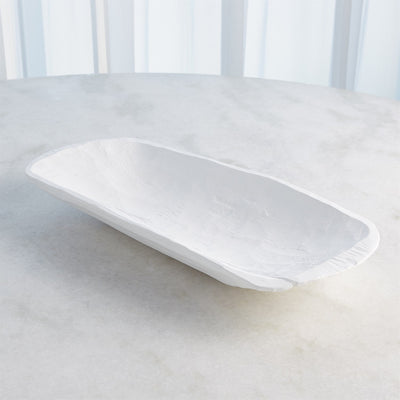 Global Views Matte White Faux Timber Rectangular Bowl Clearance