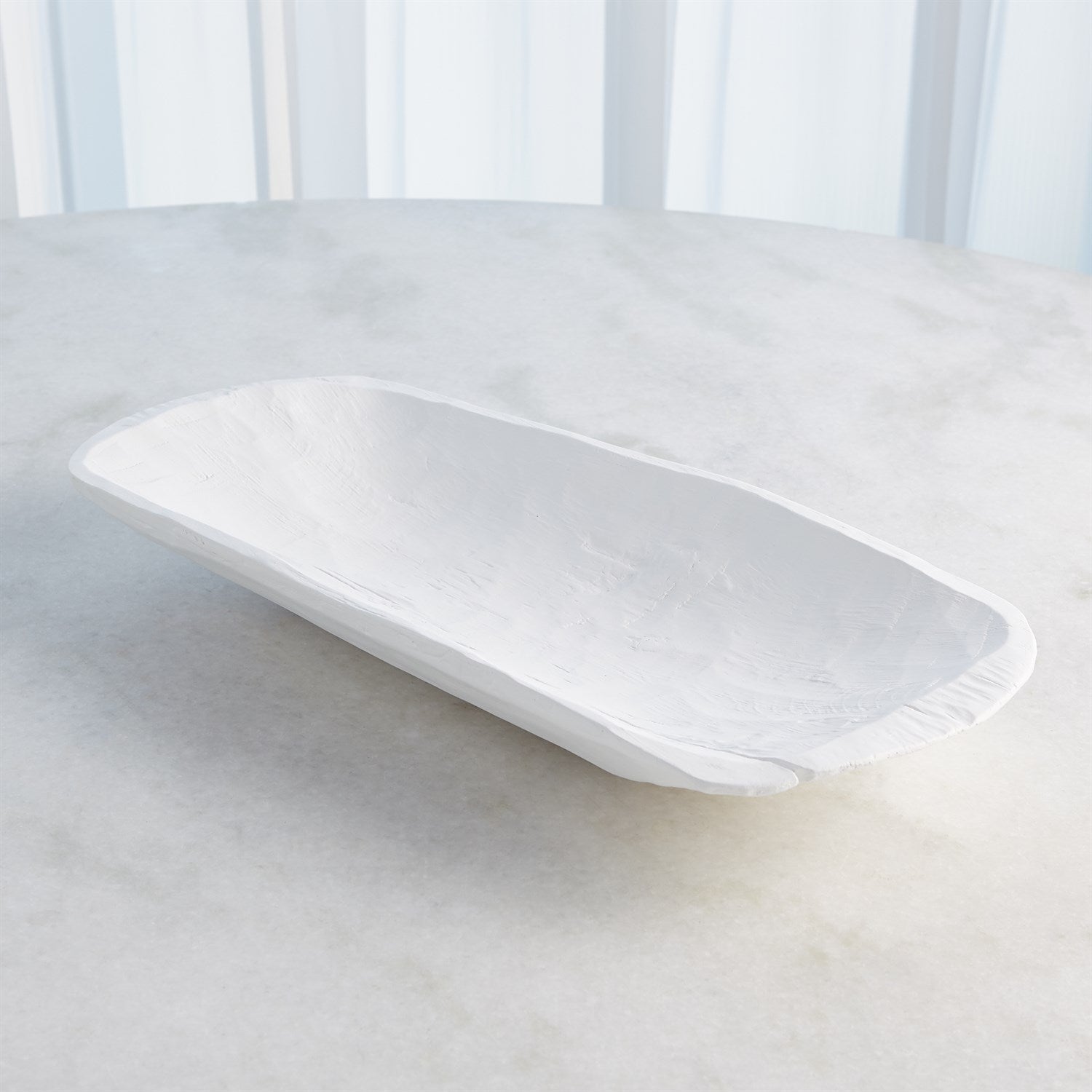 Global Views Matte White Faux Timber Rectangular Bowl