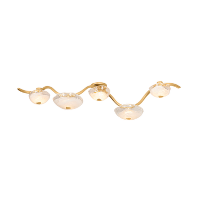 Corbett Kune 5 Light Vintage Gold Leaf Linear Ceiling Light