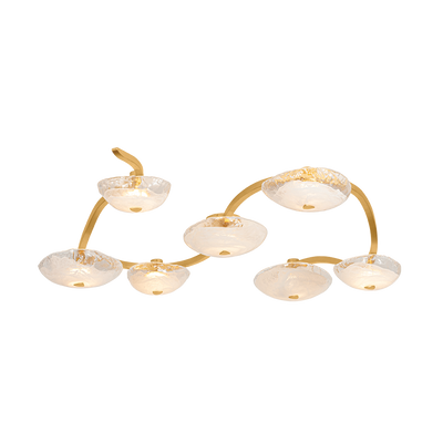Corbett Kune 7 Light Vintage Gold Leaf Semi Flush Ceiling Light