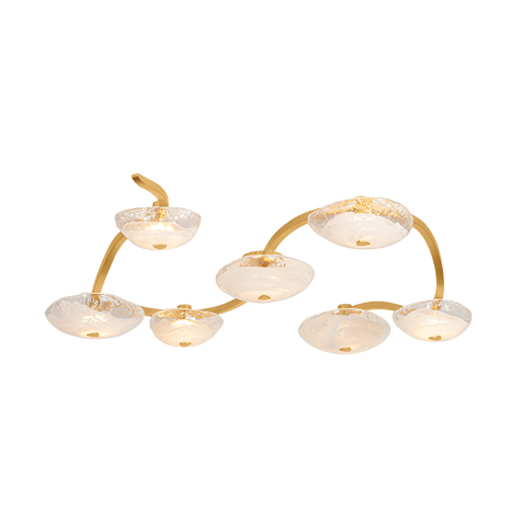 Corbett Kune 7 Light Vintage Gold Leaf Semi Flush Ceiling Light