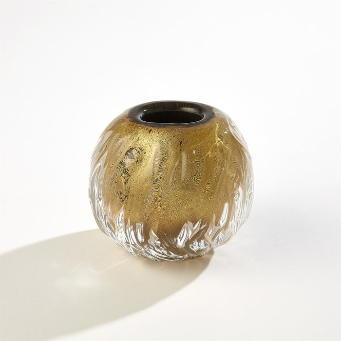 Global Views Round Swirl Vase - Gold