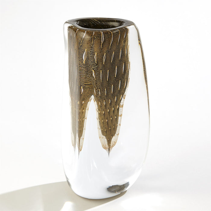 Global Views Triangular Bubbled Vase - Gold
