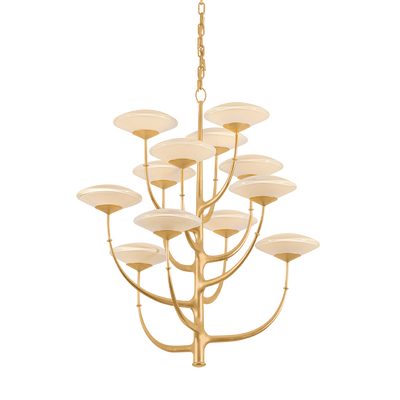 Corbett Pluro 12 Light Vintage Gold Leaf Chandelier Ceiling Light