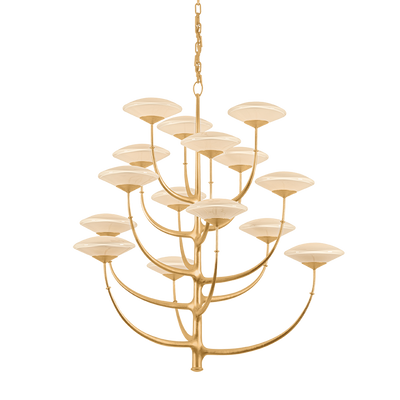 Corbett Pluro 15 Light Vintage Gold Leaf Chandelier Ceiling Light