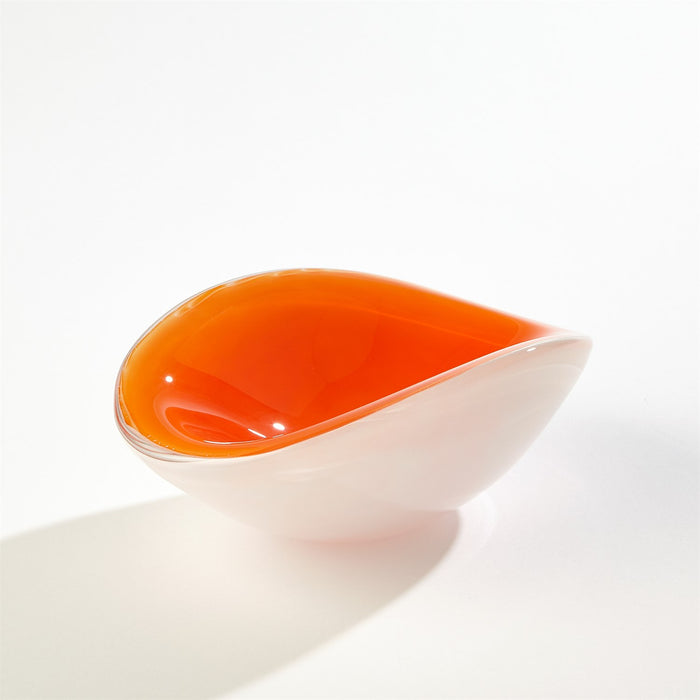 Global Views Pinched Cased Glass Bowl - Orange