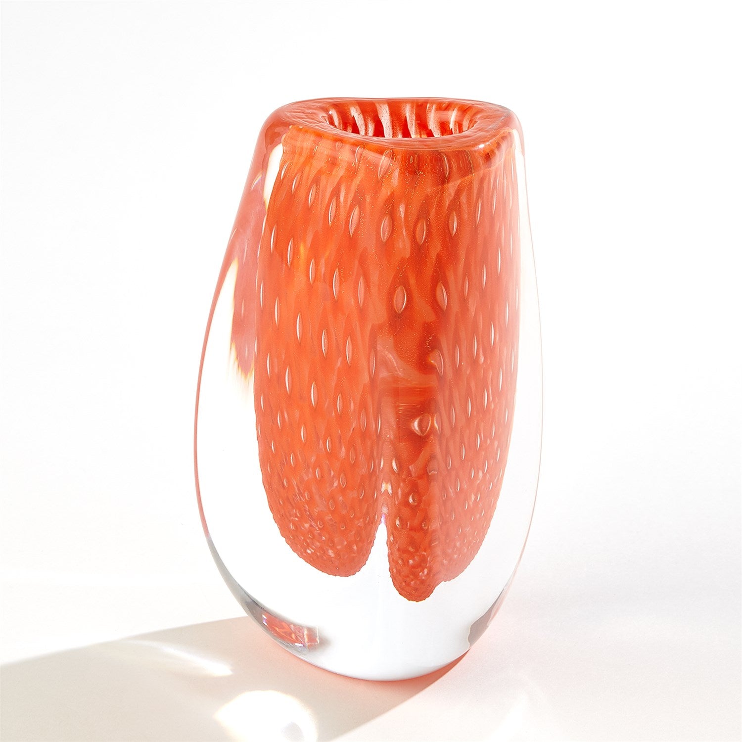 Global Views Orange Triangular Bubbled Vase