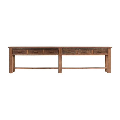 Classic Home Ezra Reclaimed Wood 6 Drawer Console Table