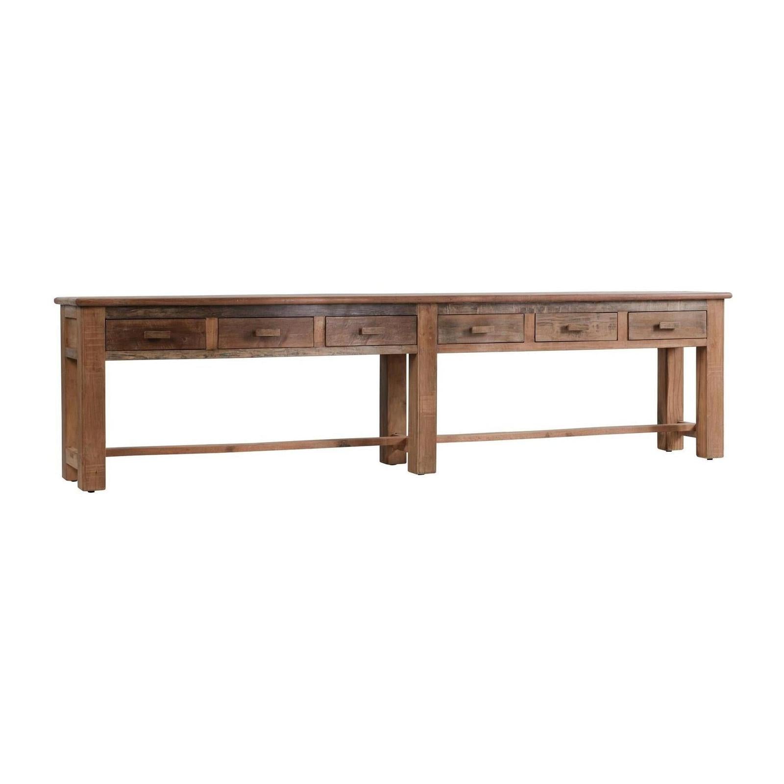 Classic Home Ezra Reclaimed Wood 6 Drawer Console Table