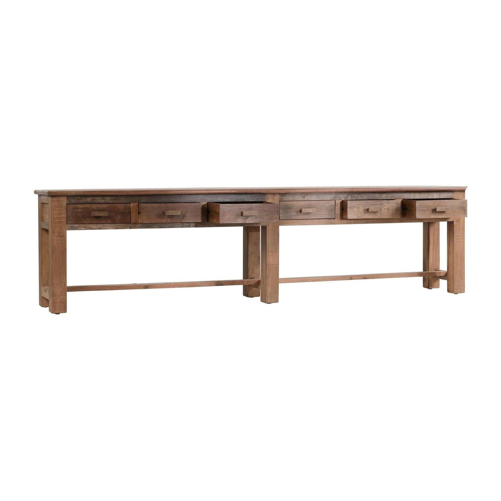 Classic Home Ezra Reclaimed Wood 6 Drawer Console Table