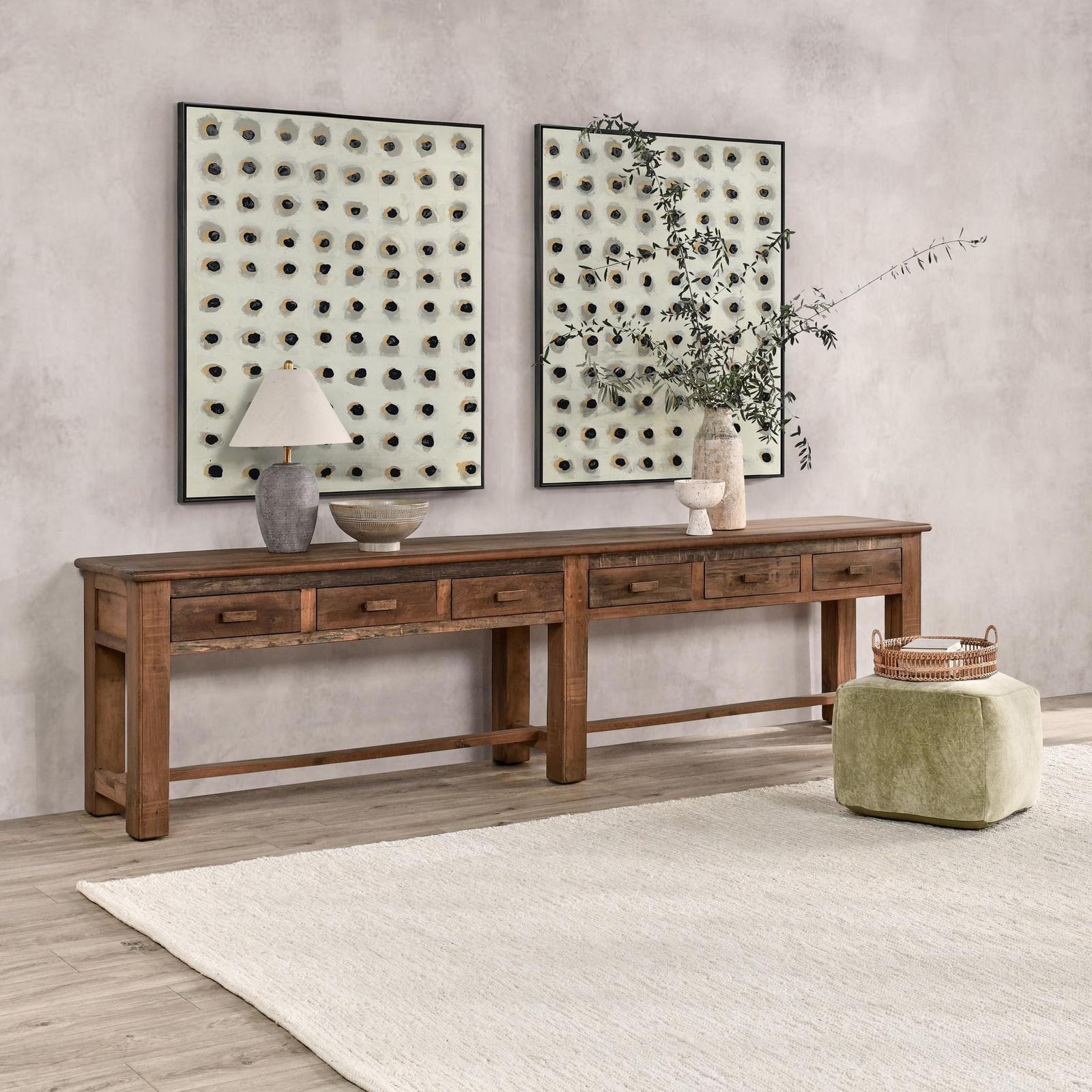 Classic Home Ezra Reclaimed Wood 6 Drawer Console Table