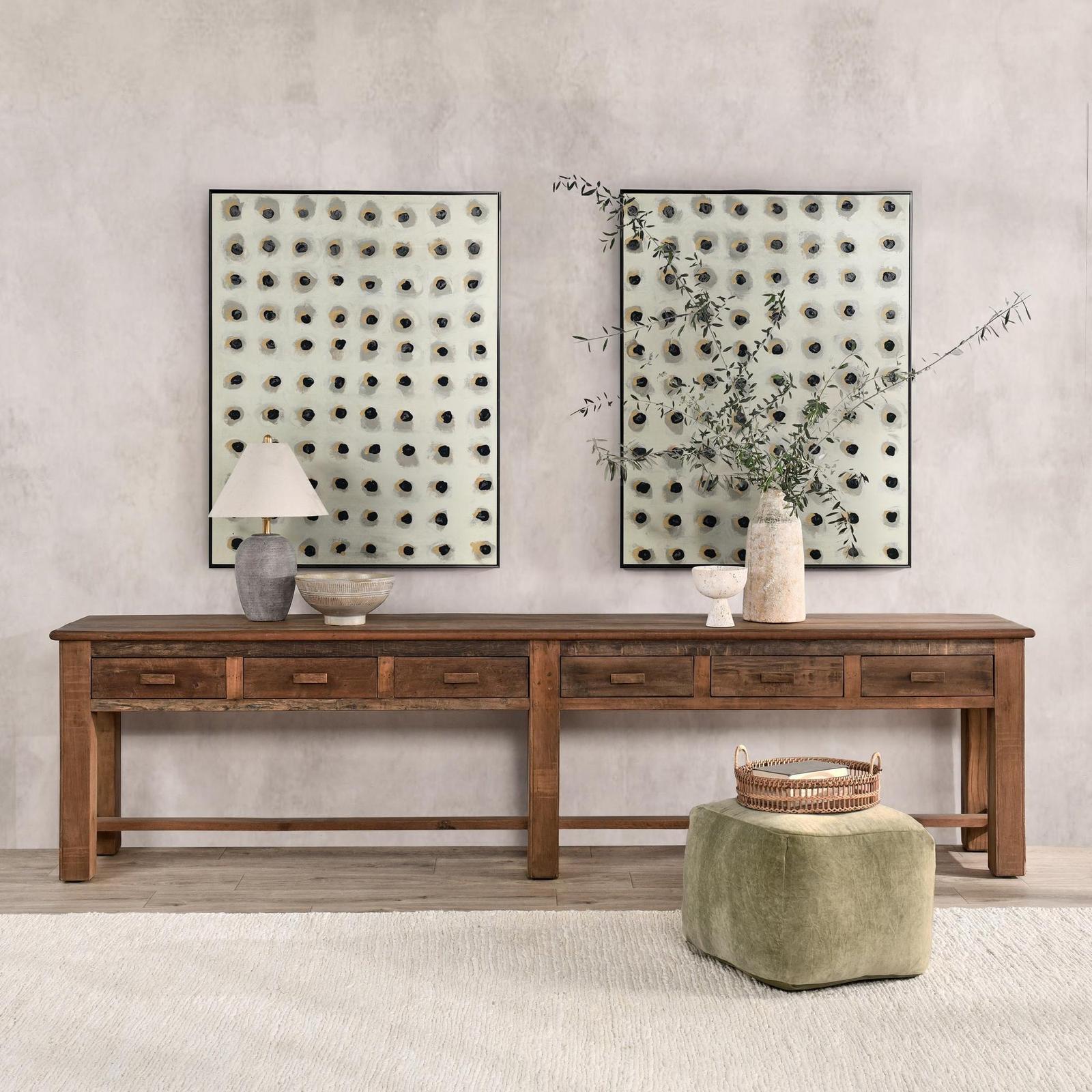 Classic Home Ezra Reclaimed Wood 6 Drawer Console Table