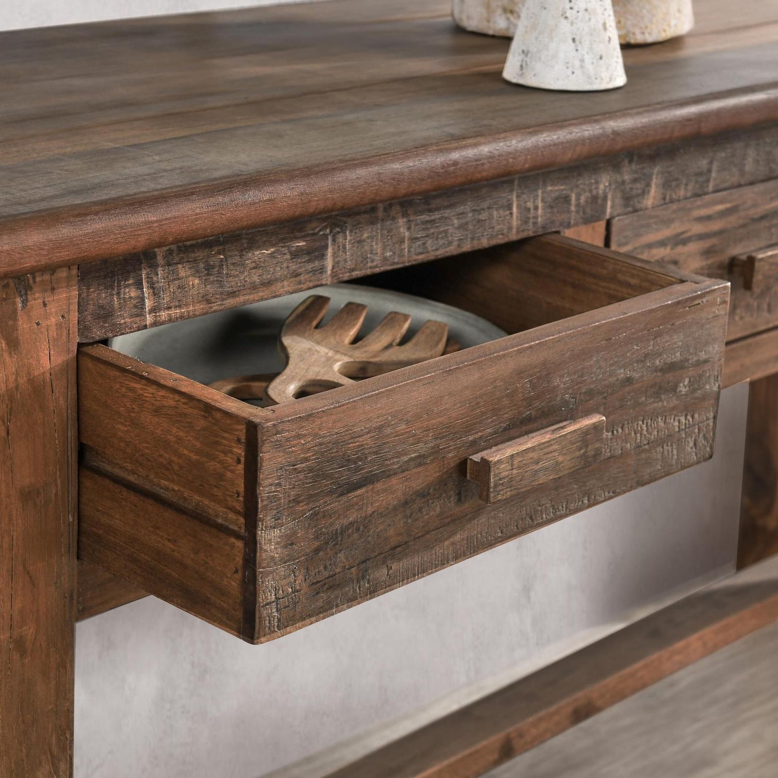 Classic Home Ezra Reclaimed Wood 6 Drawer Console Table