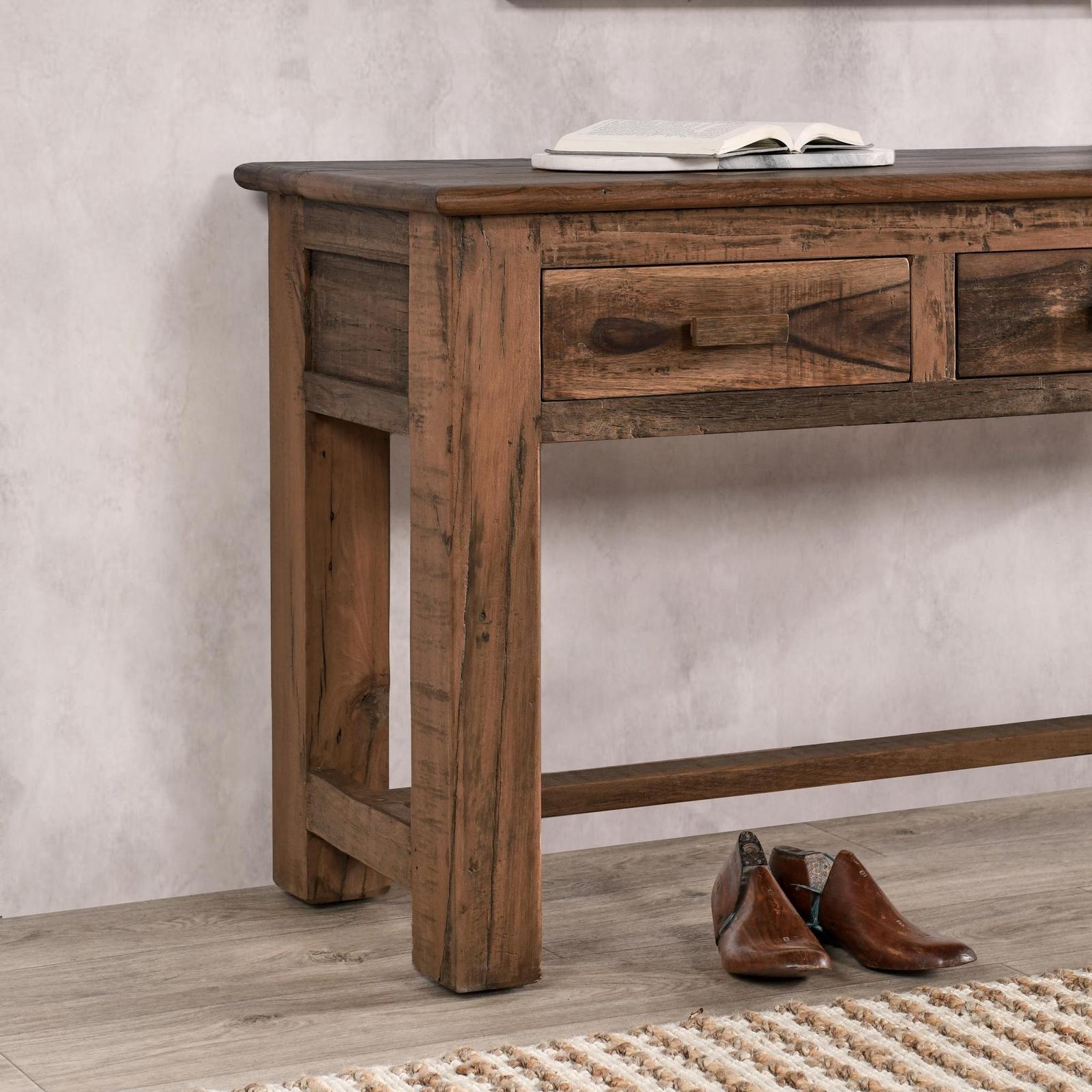 Classic Home Ezra Reclaimed Wood 3Dwr Console Table