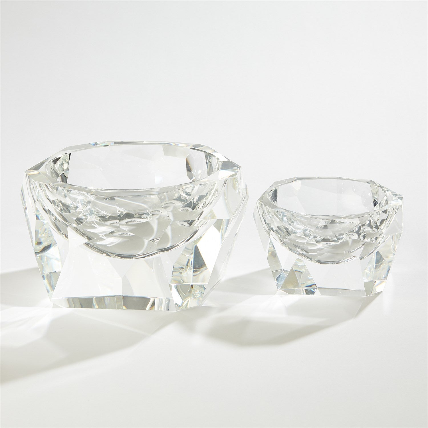 Global Views Clear Multi Facet Crystal Bowl