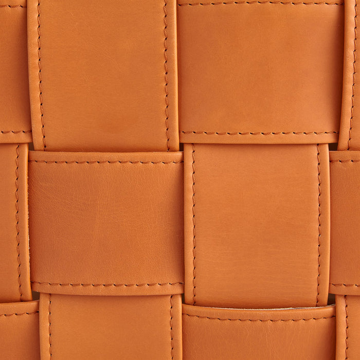 Global Views Soft Woven Leather Basket - Orange