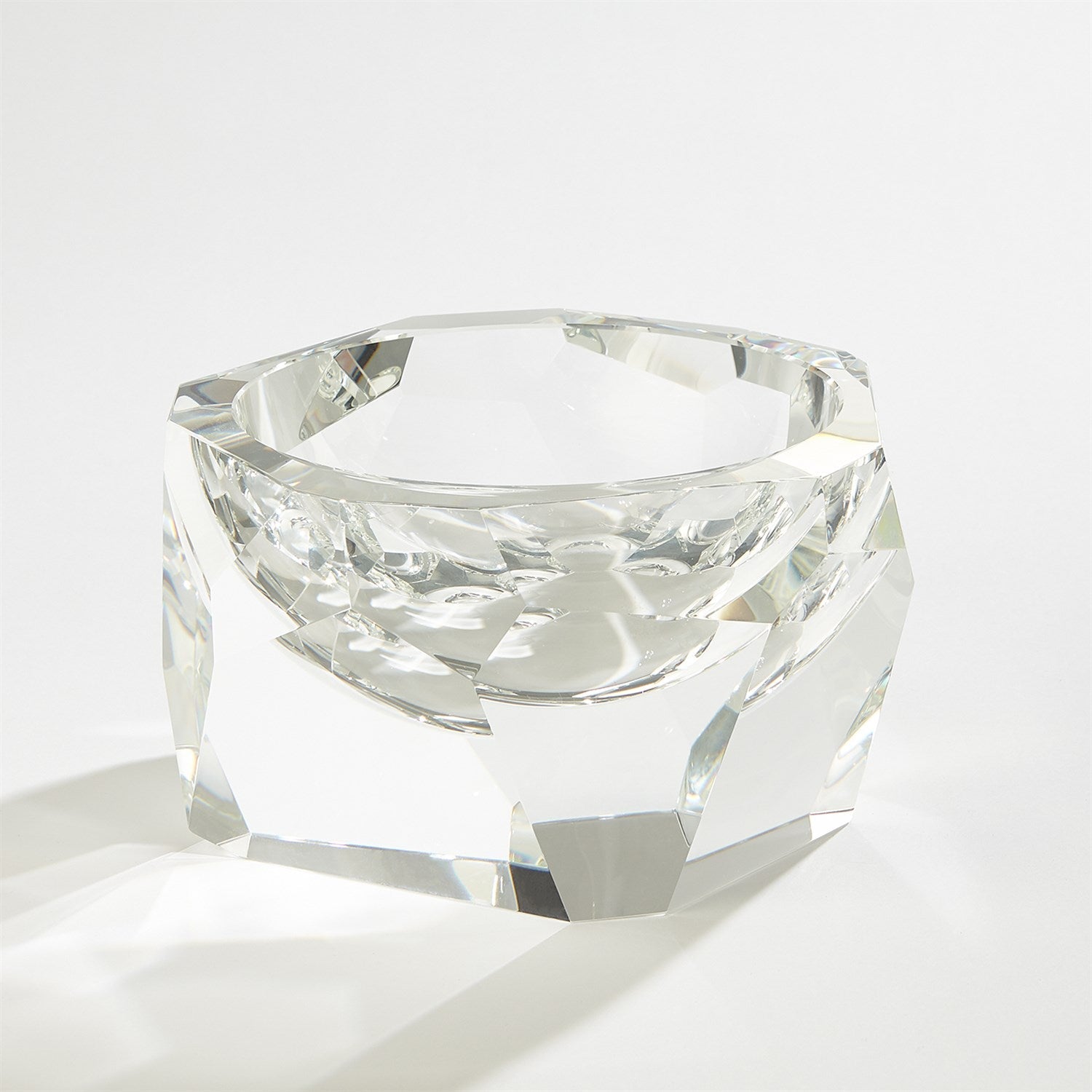 Global Views Clear Multi Facet Crystal Bowl