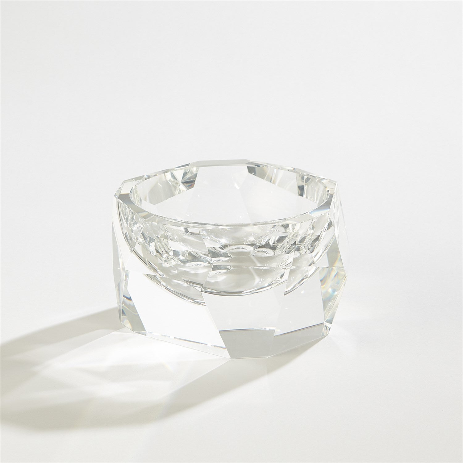 Global Views Clear Multi Facet Crystal Bowl