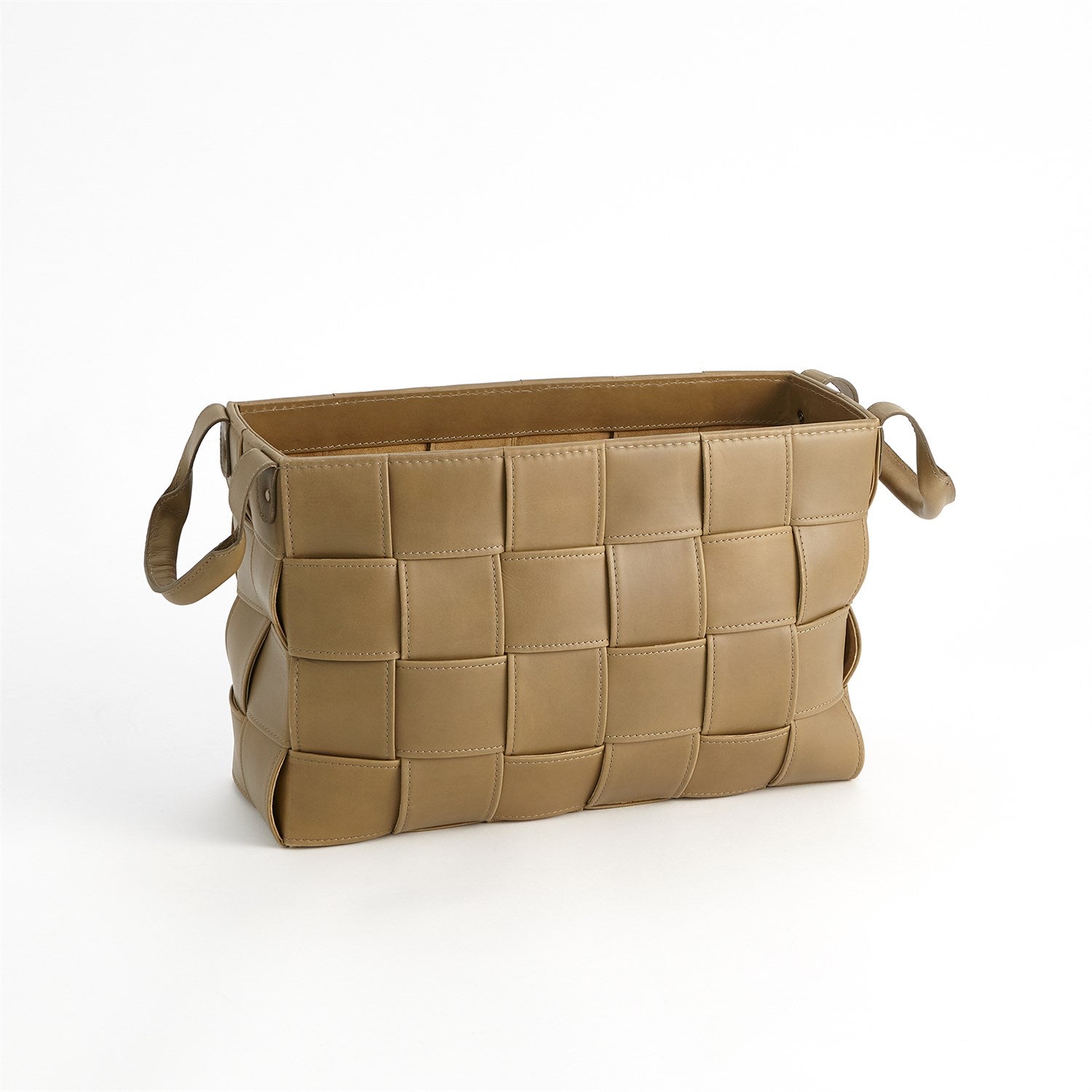 Global Views Putty Soft Woven Leather Basket