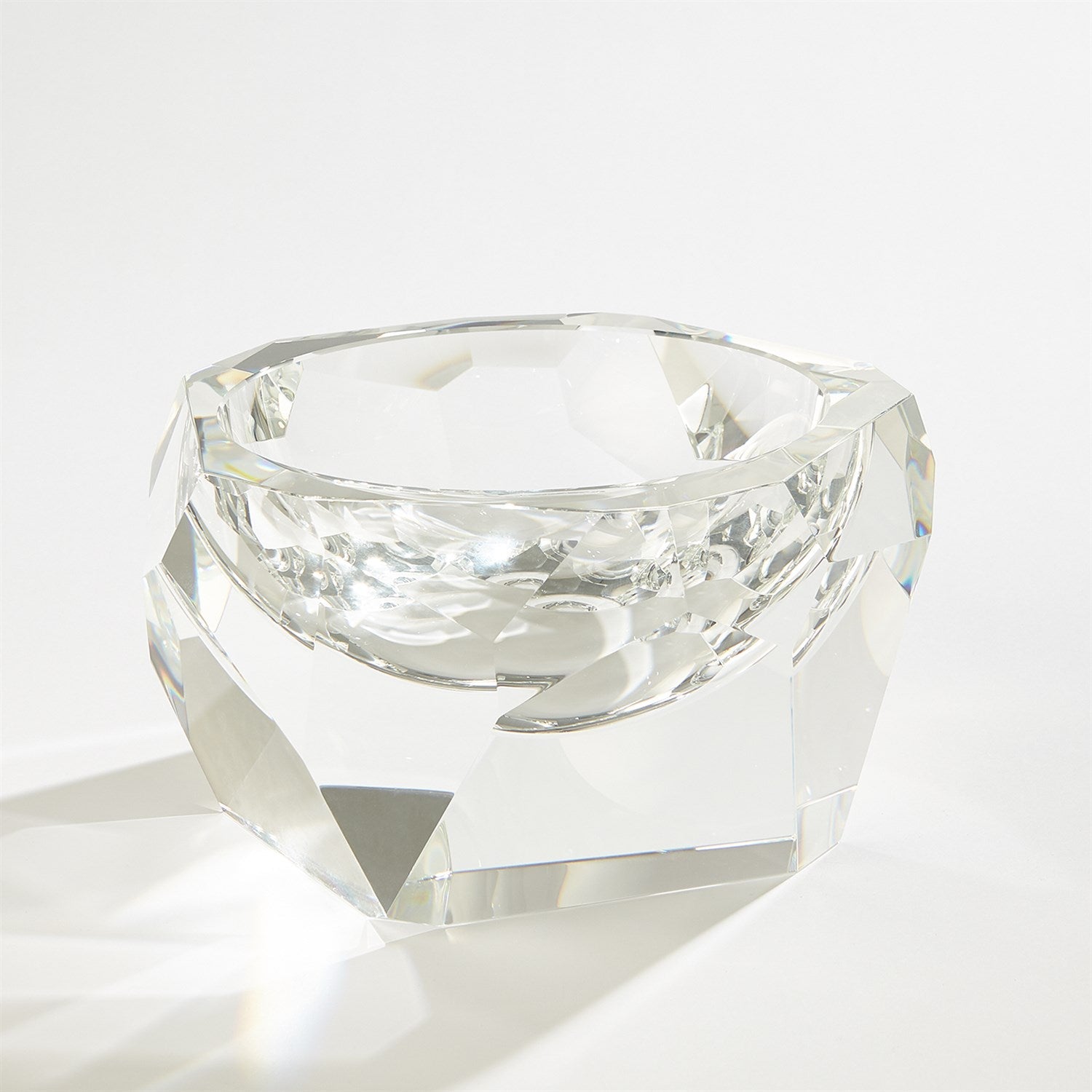 Global Views Clear Multi Facet Crystal Bowl