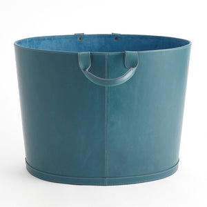 Global Views Azure Oversized Oval Leather Basket