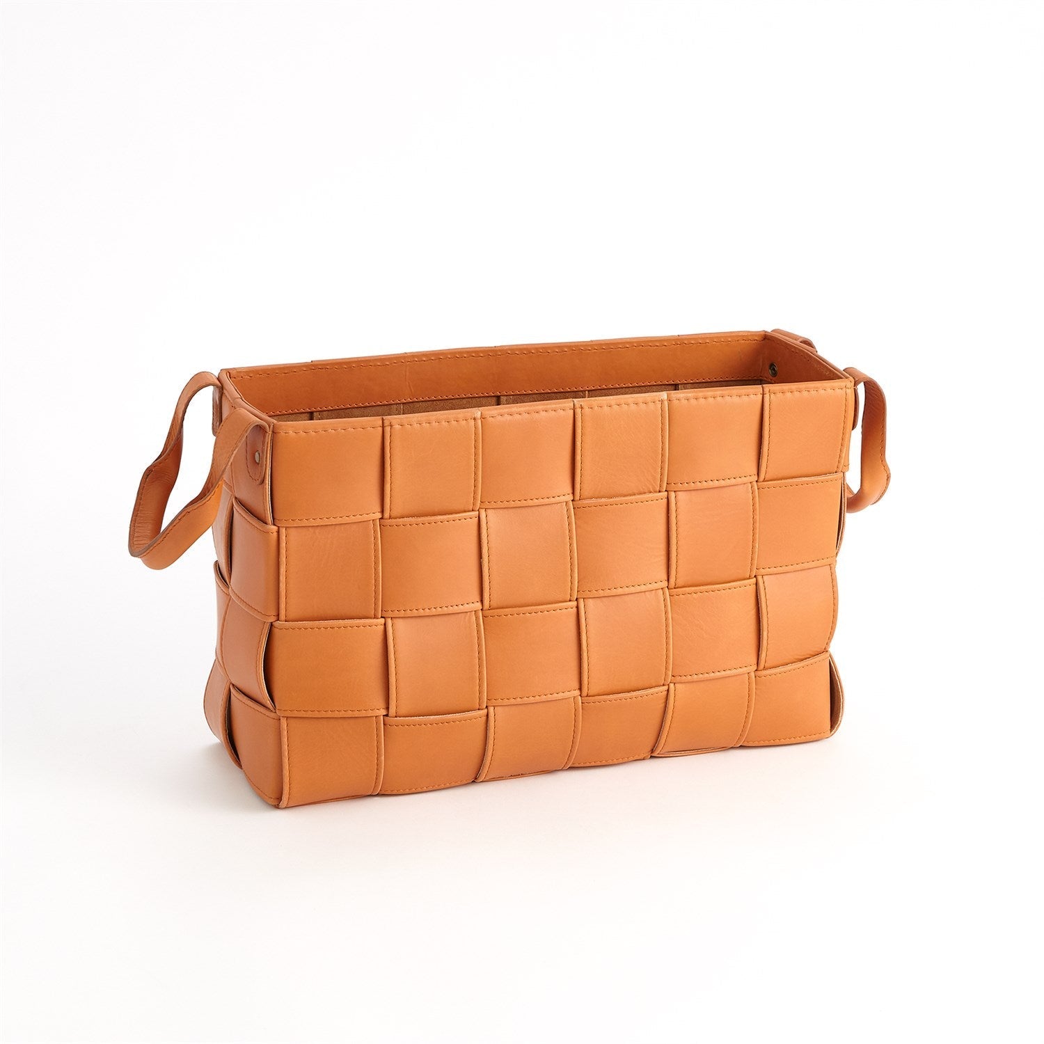 Global Views Orange Soft Woven Leather Basket