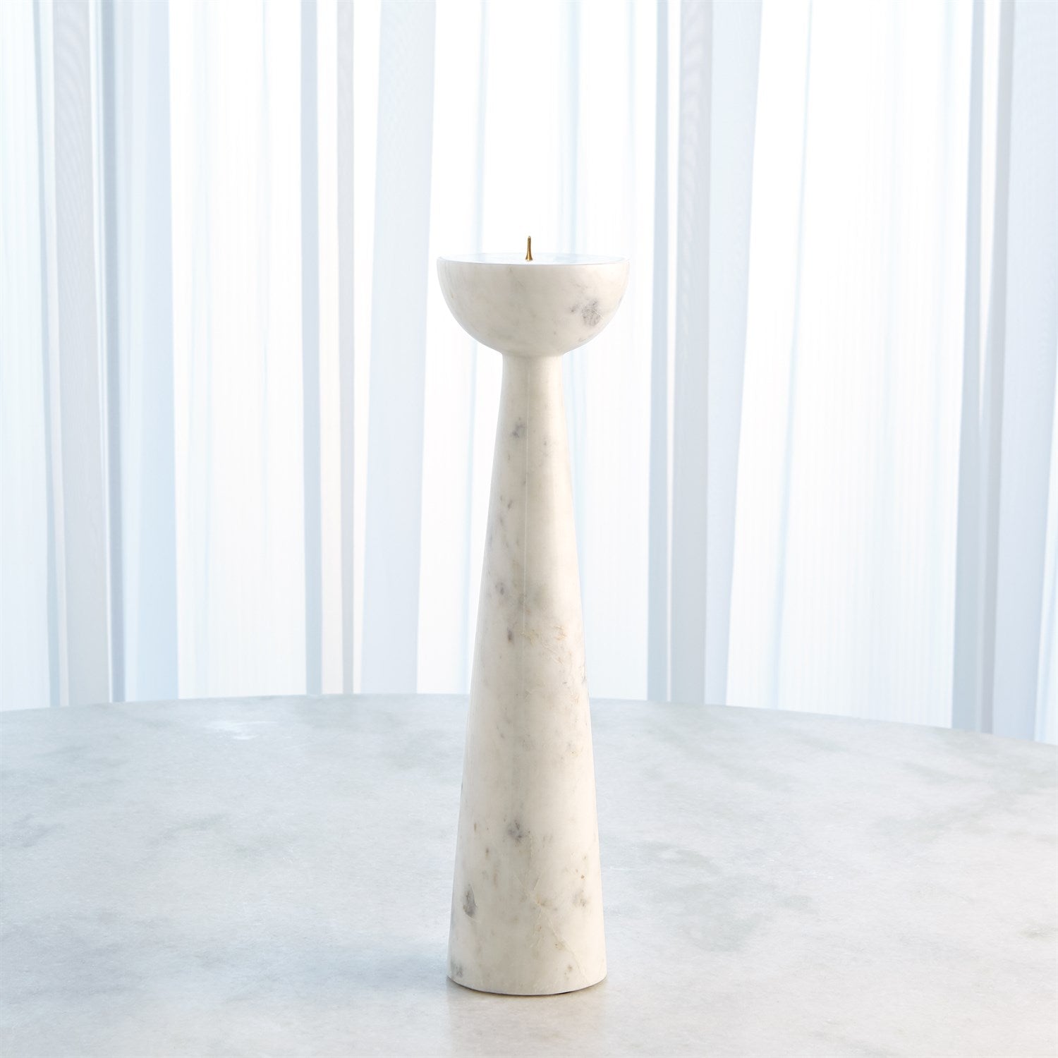 Global Views White Round Top Candle Stand
