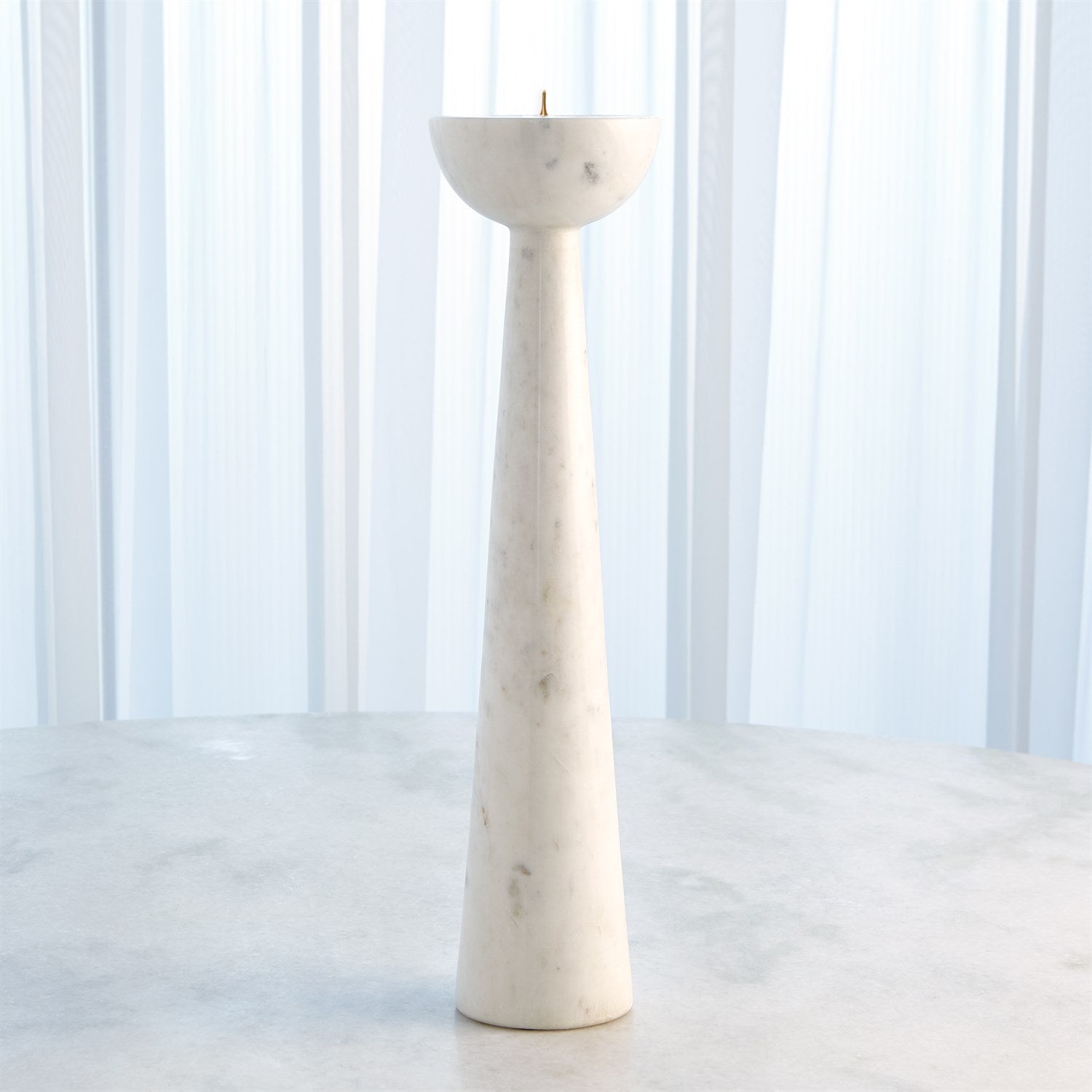 Global Views White Round Top Candle Stand