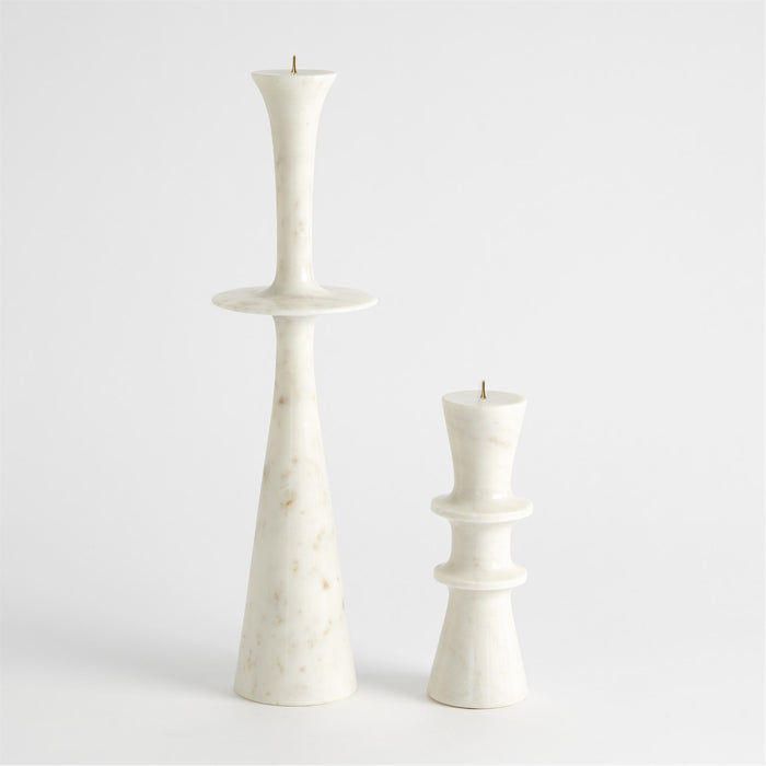 Global Views Double Flair Candle Stand - White