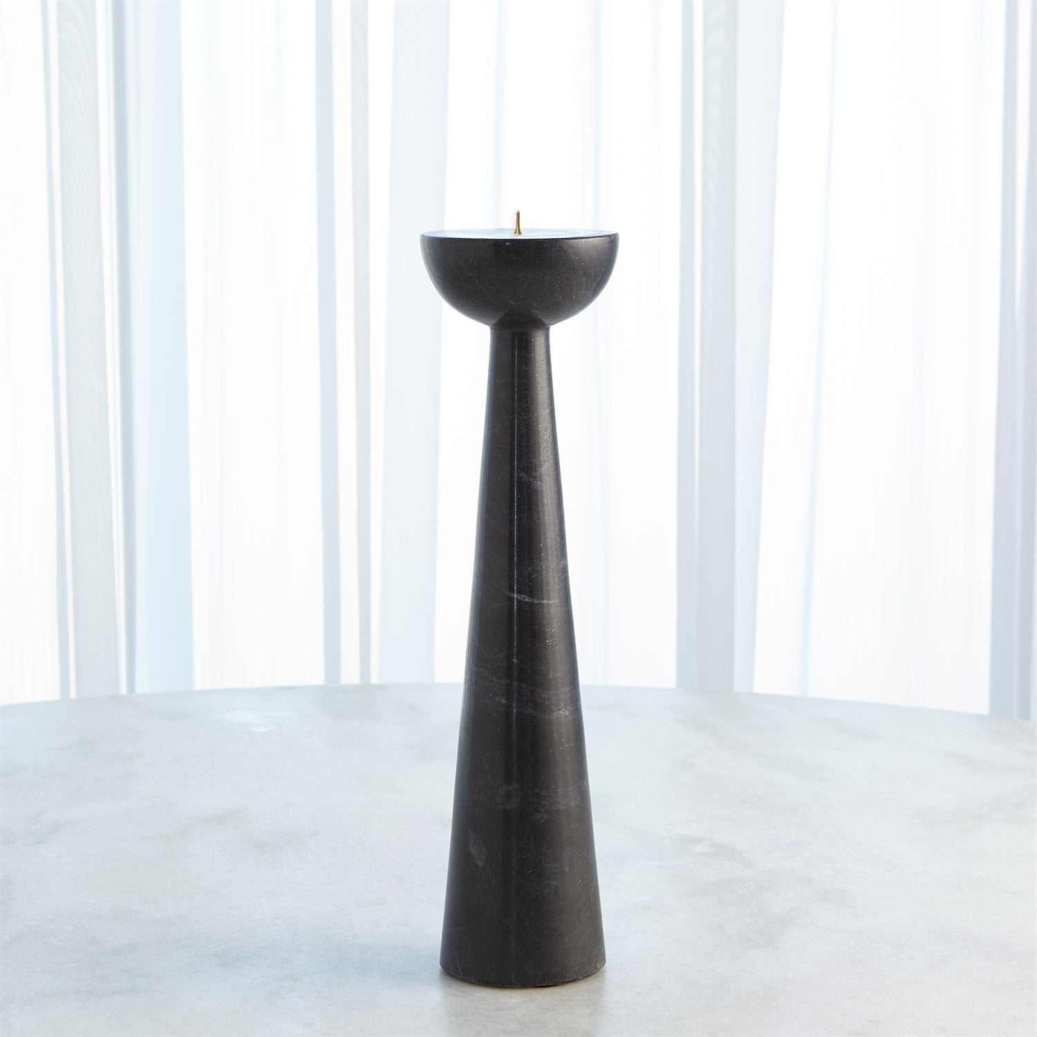 Global Views Black Round Top Candle Stand