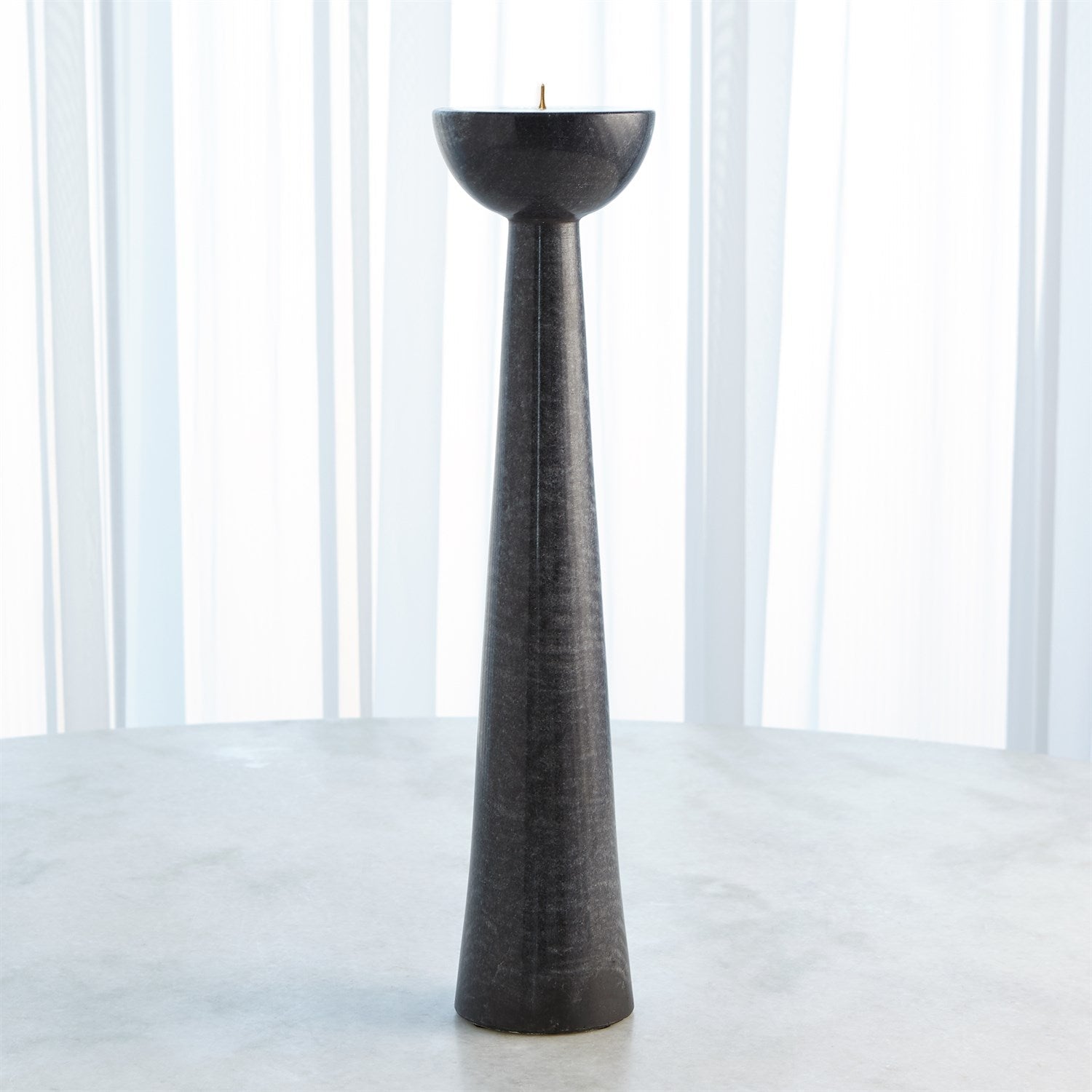 Global Views Black Round Top Candle Stand