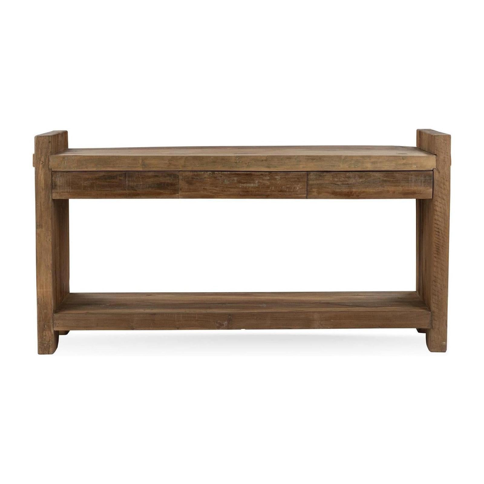 Classic Home Marsa Reclaimed Wood 3Dwr Console Table