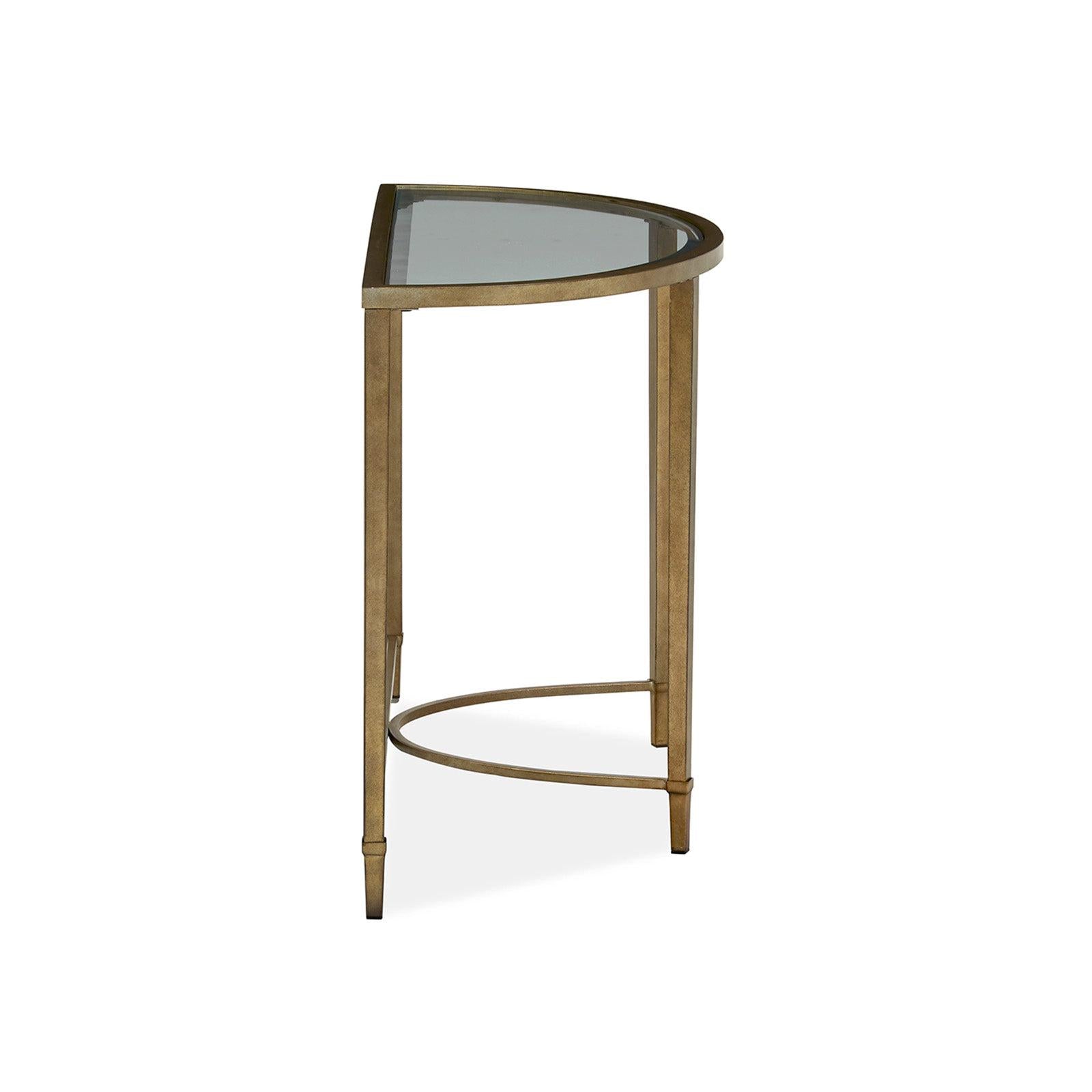 Magnussen Home Copia Antiqued Silver With Gold Tint Demilune Sofa Table
