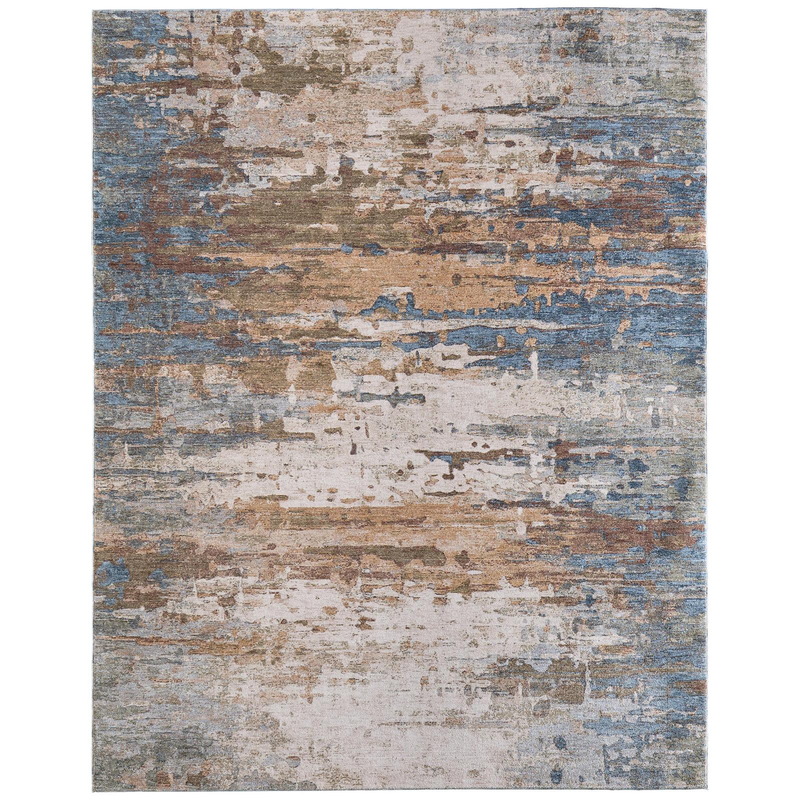 Feizy Pearson 39SCF Modern Abstract, Blue/Ivory/Brown, Rug