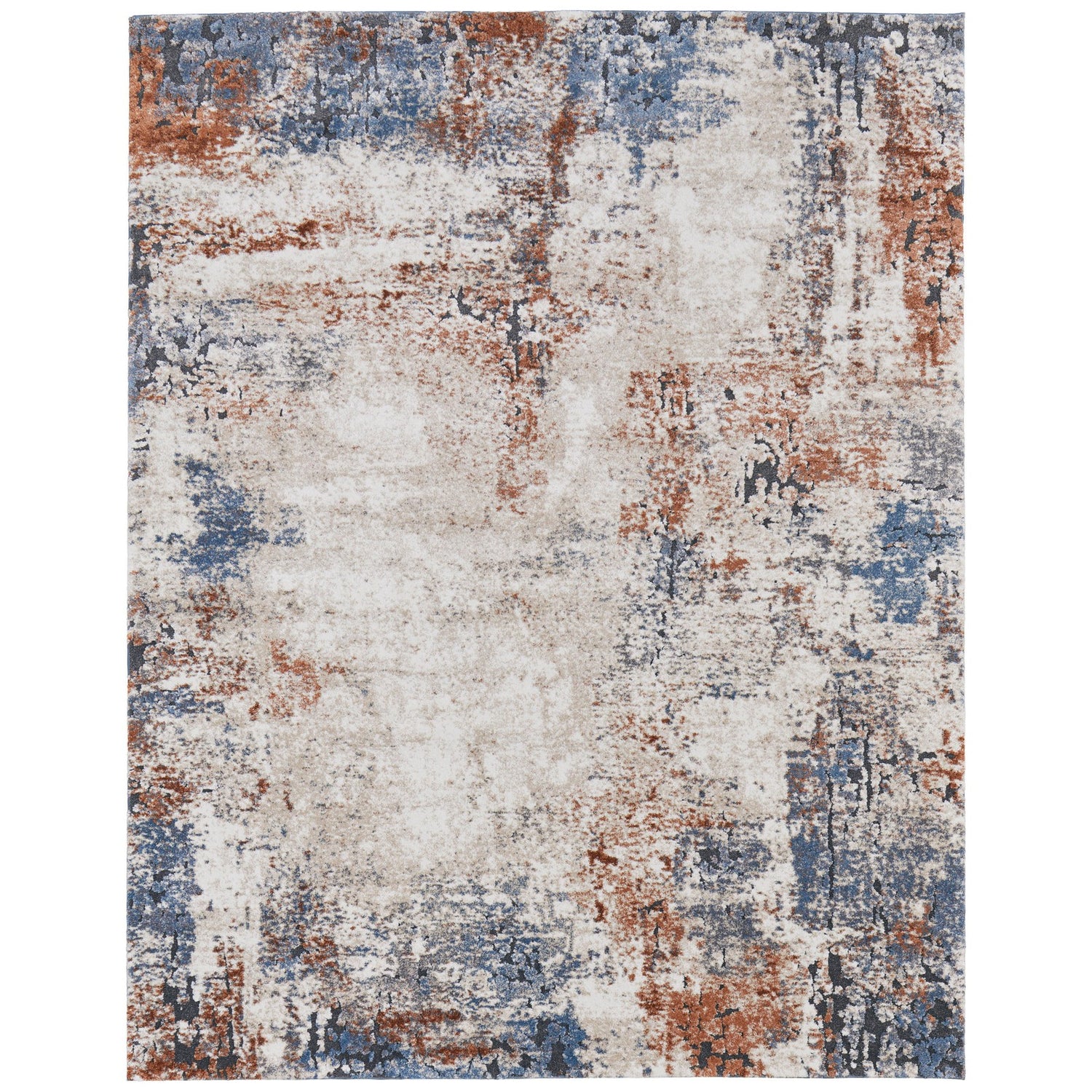Feizy Gilmore 39MNF Modern Distressed in Ivory/Blue/Taupe