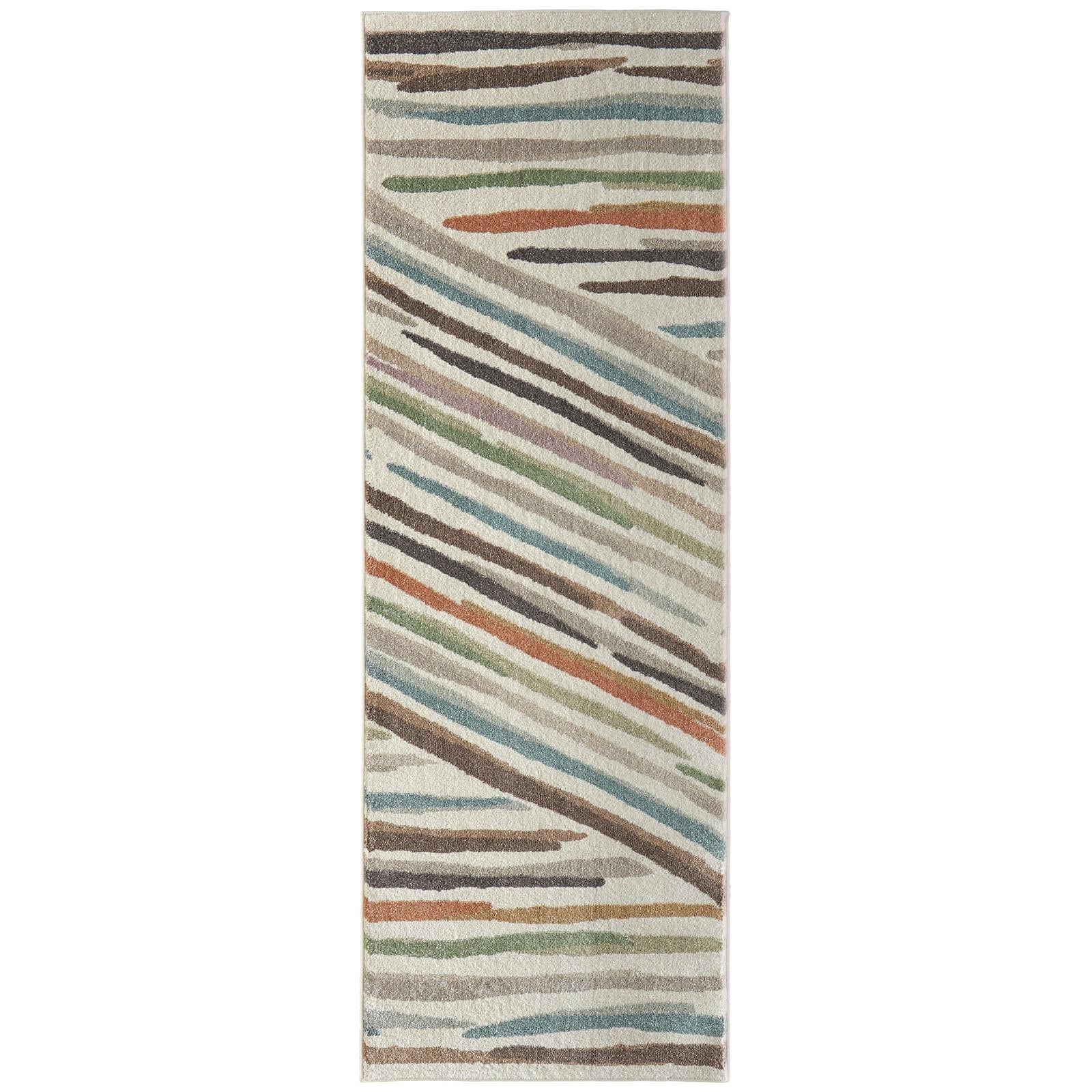 Feizy Eden 39QXF Modern Abstract Rug in Ivory/Brown/Blue