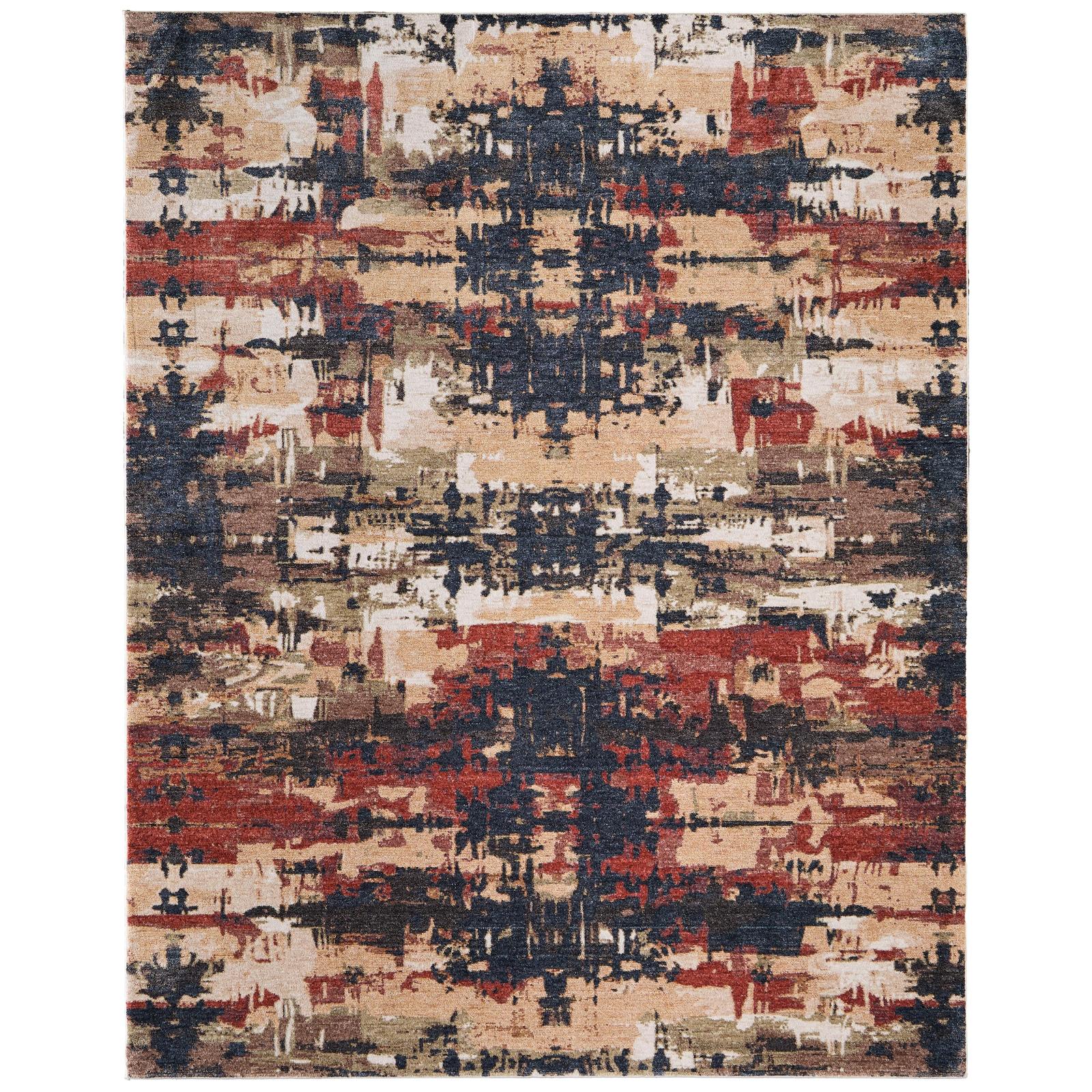 Feizy Pearson 39SQF Modern Abstract, Blue/Red/Tan, Rug