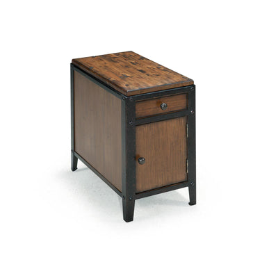 Magnussen Home Pinebrook Distressed Natural Pine Chairside Door End Table