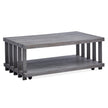 Magnussen Home Eldridge Weathered Gravel And Satin Bronze Rectangular Cocktail Table With Casters