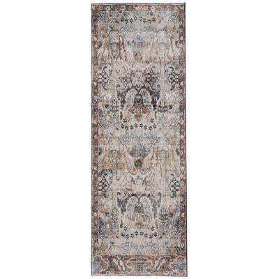 Feizy Melrose 39P2F Transitional Ikat Rug in Ivory/Red/Gray