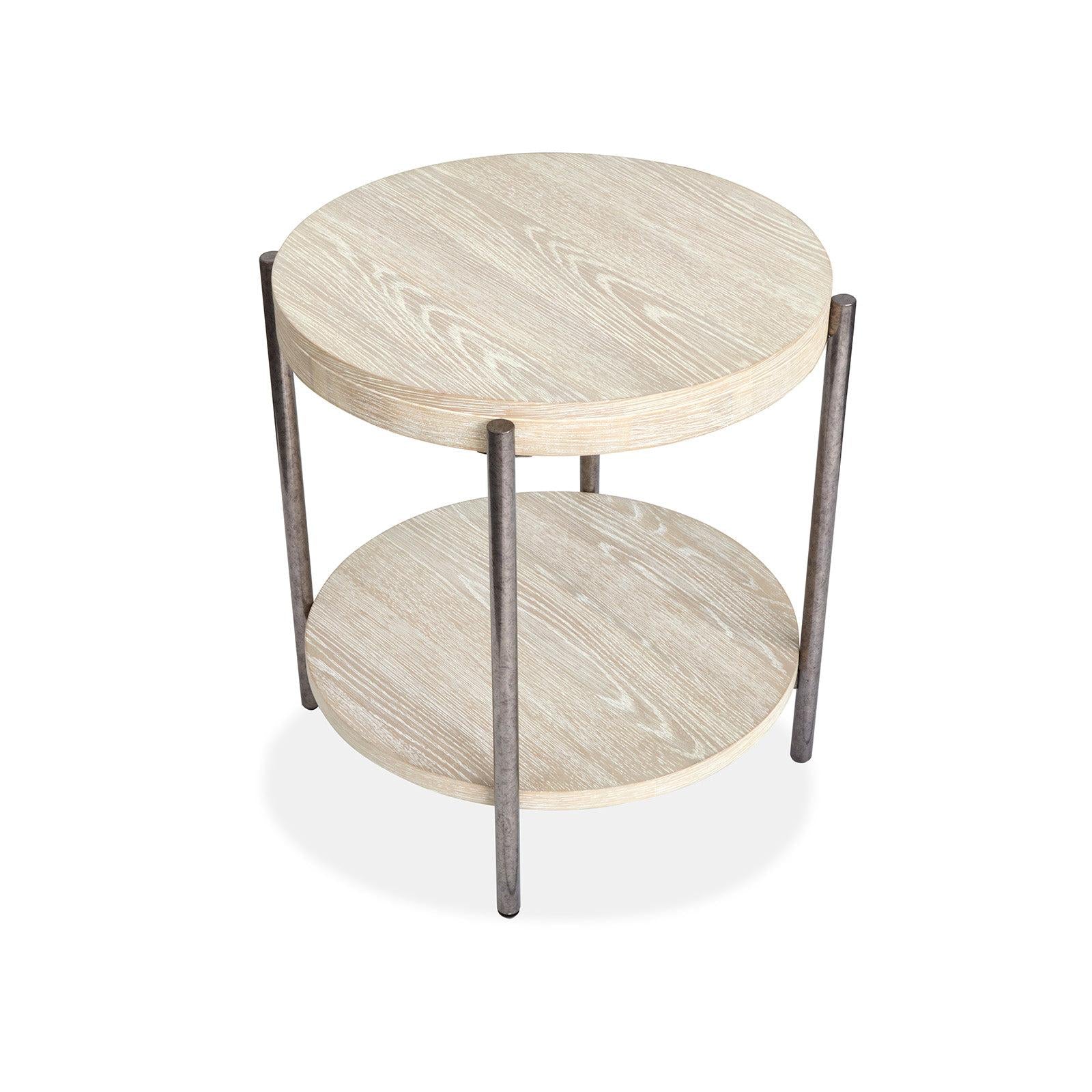 Magnussen Home Jennings Edgecomb Grey And Weathered Antique Nickel Round End Table