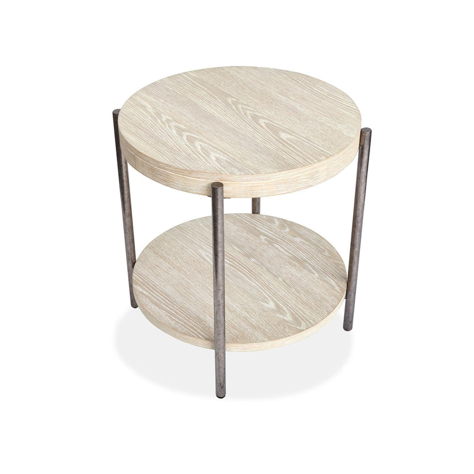 Magnussen Home Jennings Edgecomb Grey And Weathered Antique Nickel Round End Table