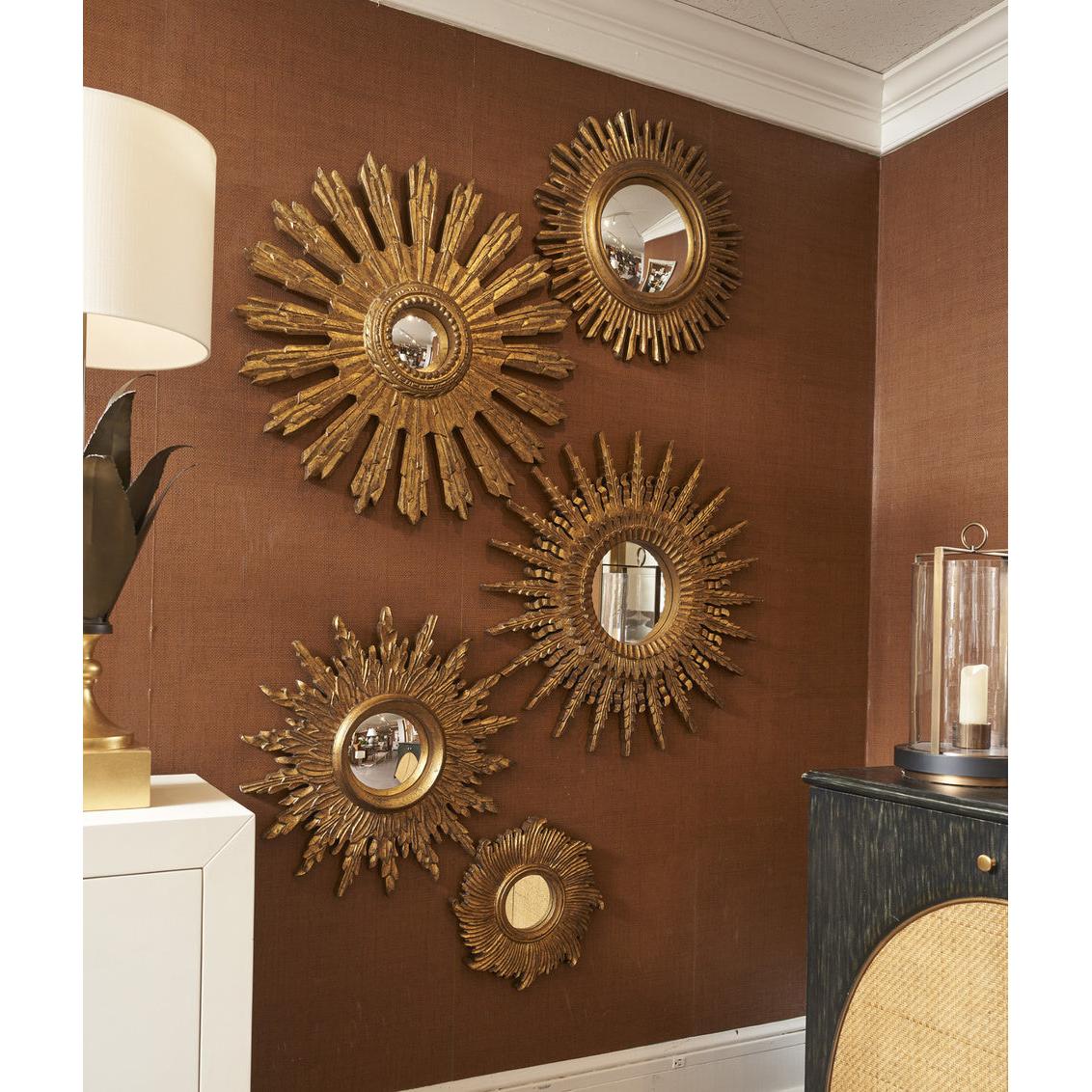 Chelsea House Set of Five Gold Starburst Mirrors