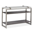 Magnussen Home Paradox Pearl White And Roasted Almond And Brushed Platinum Rectangular Sofa Table