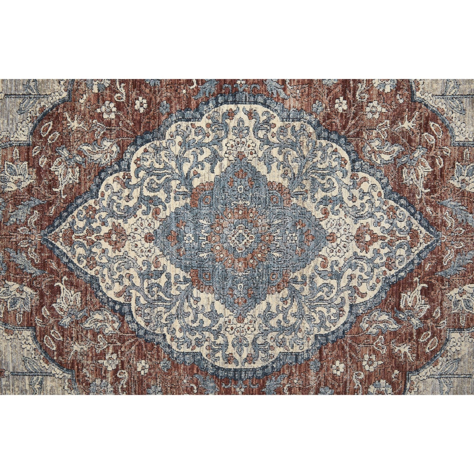 Feizy Marquette 39GRF Transitional Medallion in Gray/Red/Blue