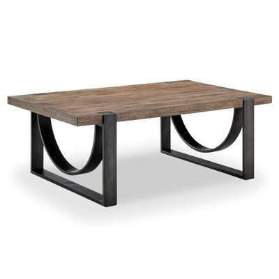 Magnussen Home Bowden Rustic Honey And Distressed Iron Rectangular Cocktail Table