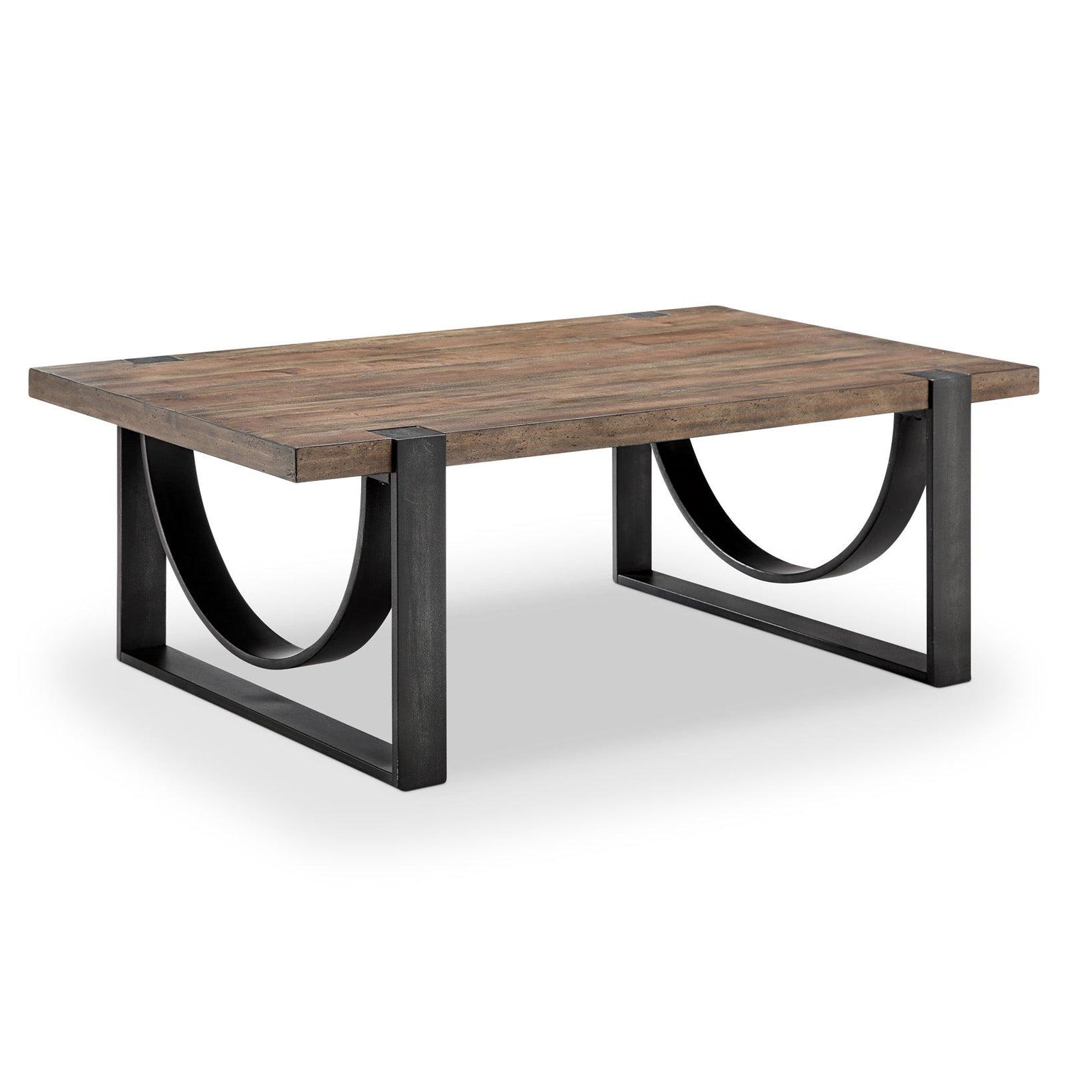 Magnussen Home Bowden Rustic Honey And Distressed Iron Rectangular Cocktail Table