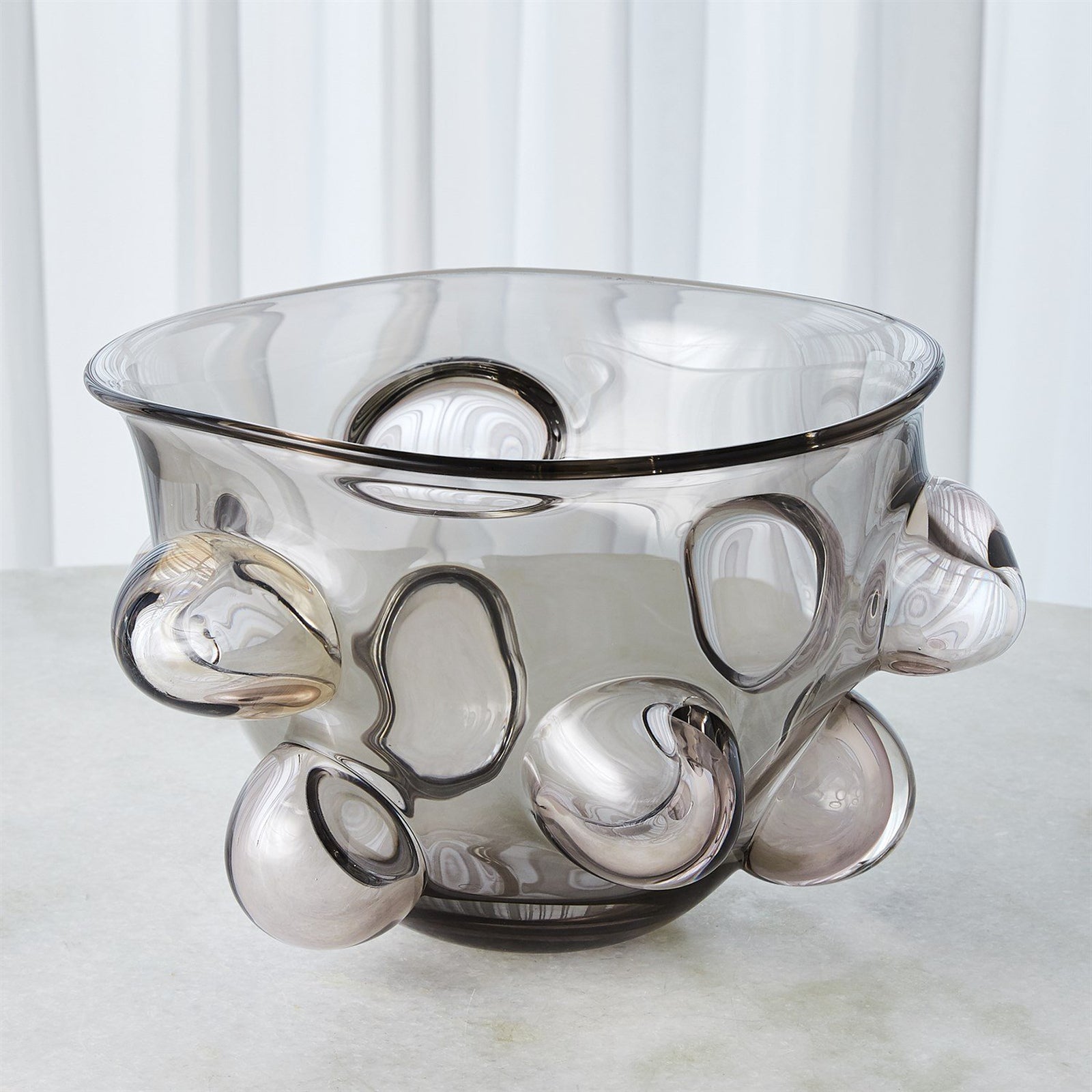 Global Views Smoke Grey Bubbled Bowl