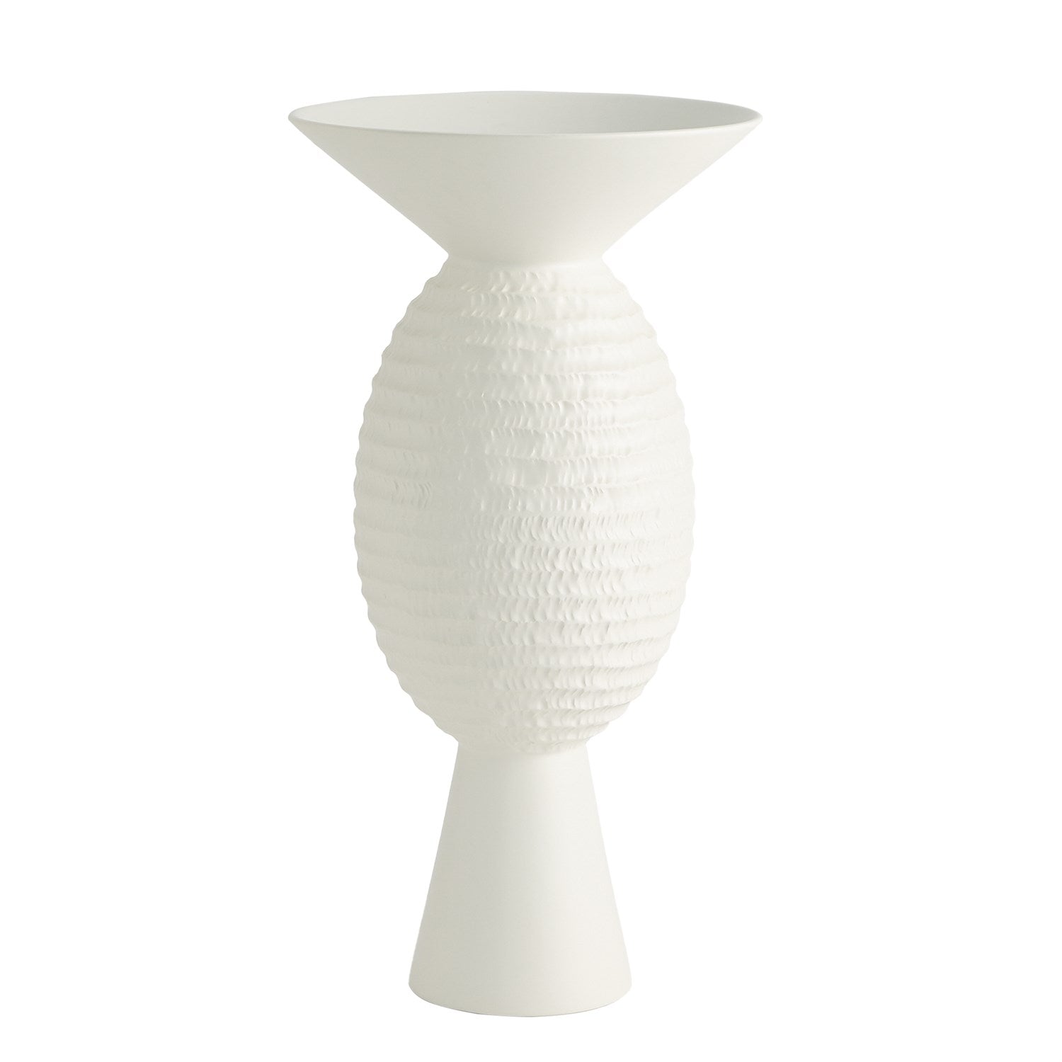 Global Views Matte White Chiseled Orb Vase